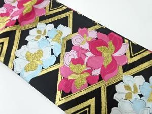 アンティーク　菱に花模様織出し袋帯（材料）